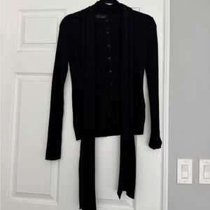 Zara Elegant Black Women's Cardigan with Long Scarf